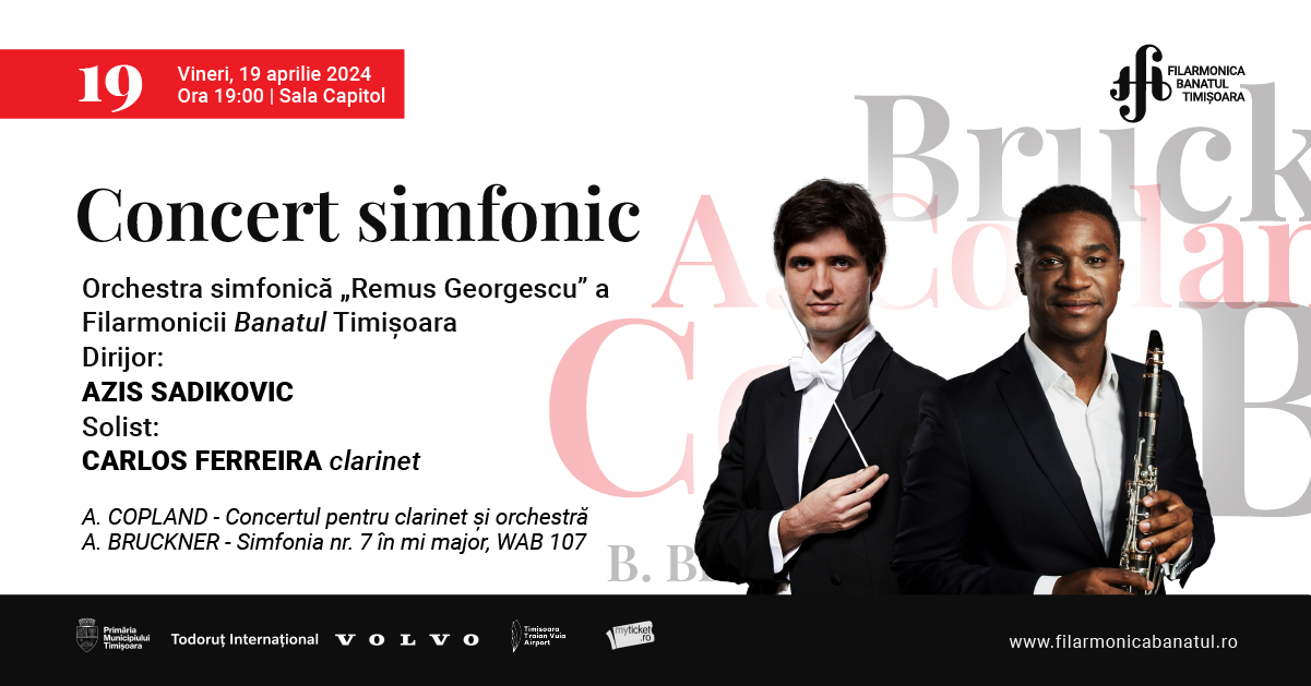 Imagine în care apar dirijorul AZIS SADIKOVIC și clarinetistul CARLOS FERREIRA