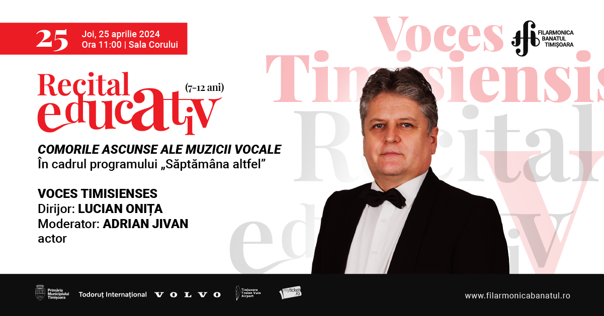 Imagine în care apare Lucian Onița, dirijorul Ansamblului vocal Voces Timisienses al Filarmonicii Banatul TImișoara